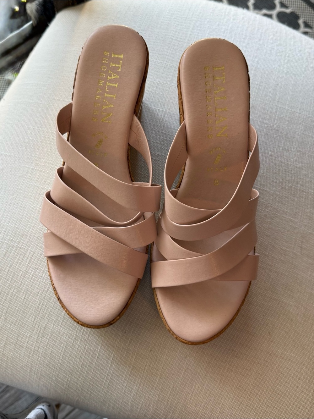 Italian Shoemakers Nude Pink Strappy Slide Sandals